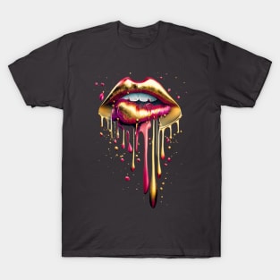 Colorful Puckered Lips Design T-Shirt